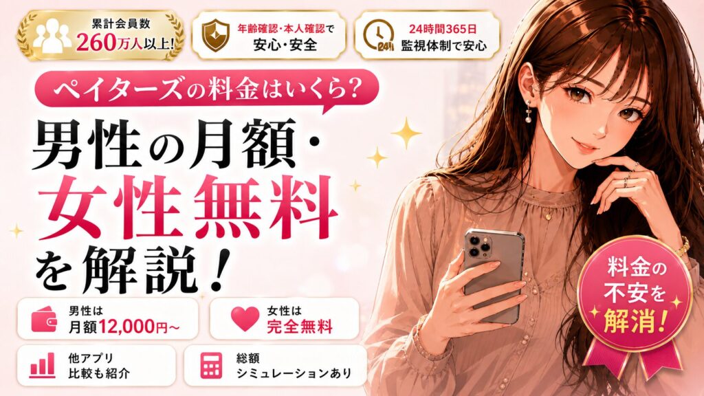 ペイターズの料金はいくら？男性の月額・女性無料を解説