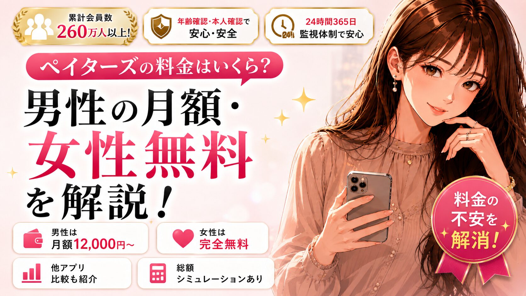 ペイターズの料金はいくら？男性の月額・女性無料を解説